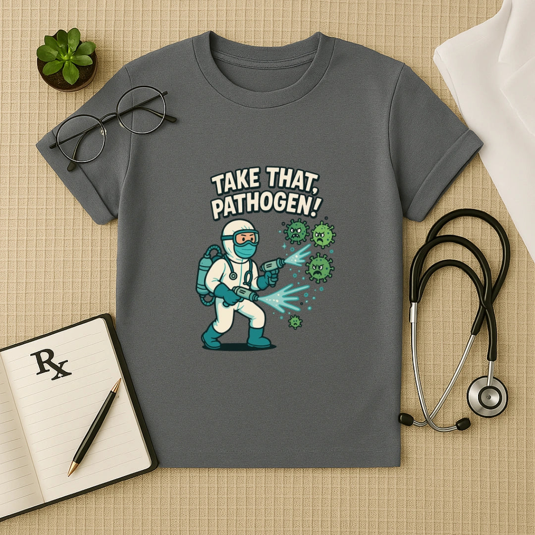 Take That, Pathogen! Medico Hero Unisex T-Shirt for Doctors