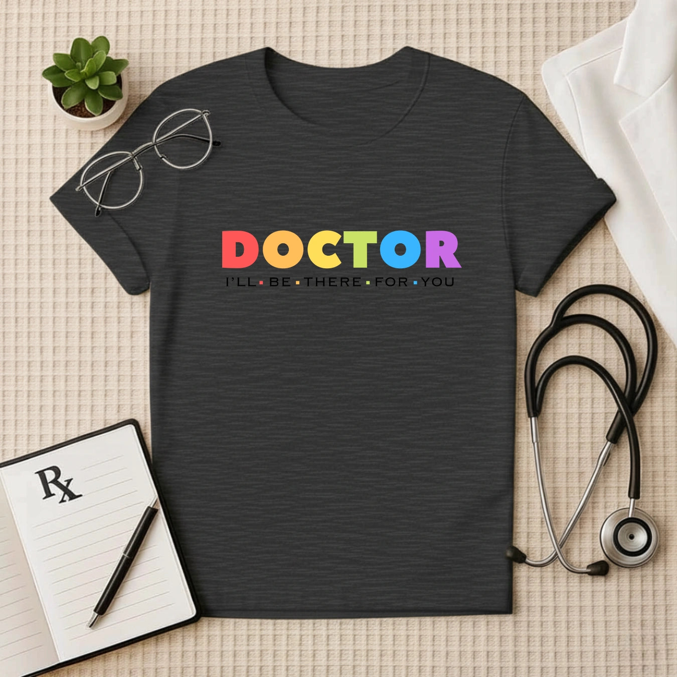 Colorful DOCTOR Logo T-Shirt: Vibrant Medical Tee