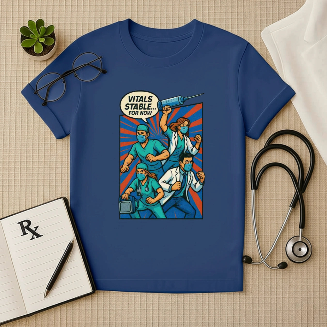 Vitals Stable... For Now – Comic-Style Team Doctor T-shirt