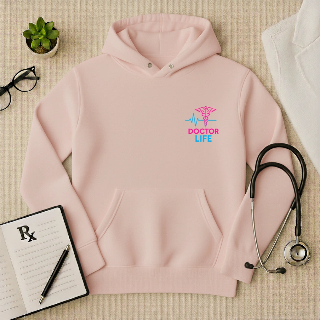 "Doctor Life" EKG Caduceus Chest Logo Hoodie
