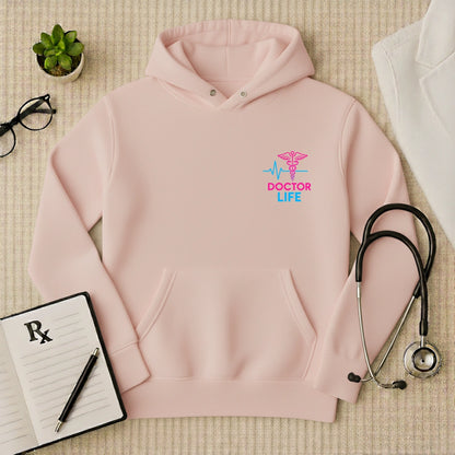 "Doctor Life" EKG Caduceus Chest Logo Hoodie