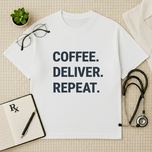 Coffee Deliver Repeat Oversized T-Shirt