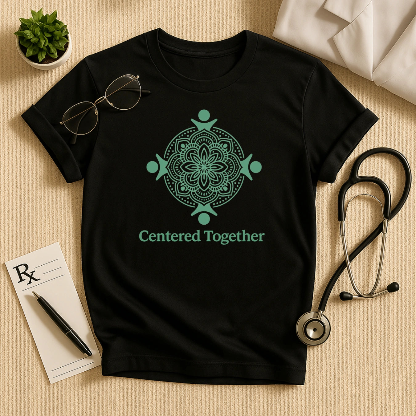 Centered Together T-Shirt | Unisex Ayurveda Crew Tee for Wellness Staff