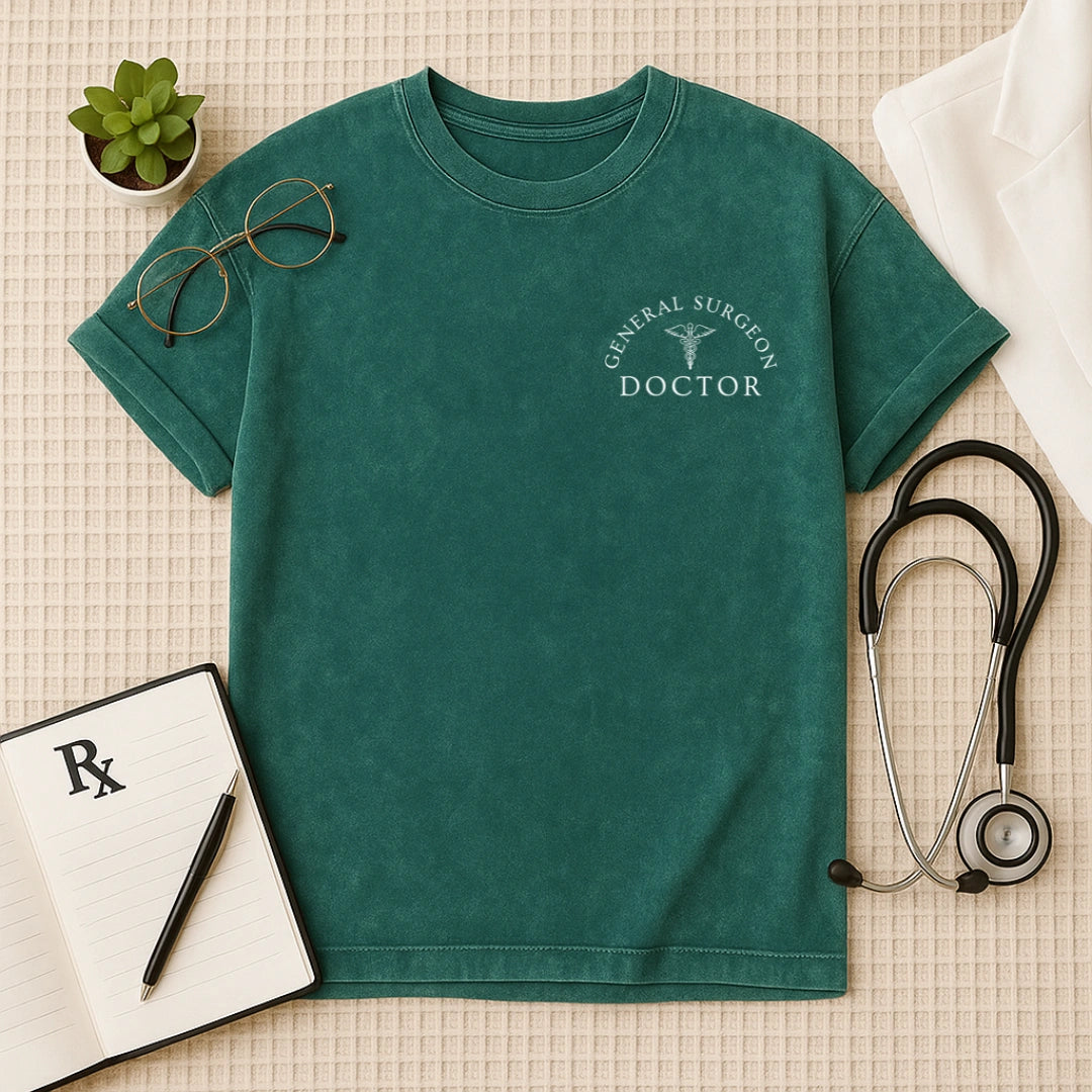 General Surgeon Doctor Oversized Acid Wash T-Shirt