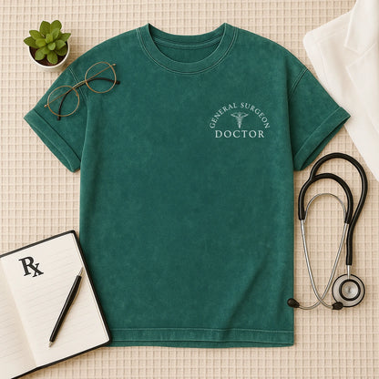 General Surgeon Doctor Oversized Acid Wash T-Shirt