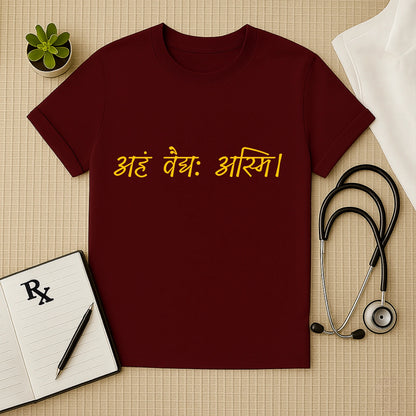 अहं वैद्यः अस्मि:  Doctor T-Shirt For True Healers