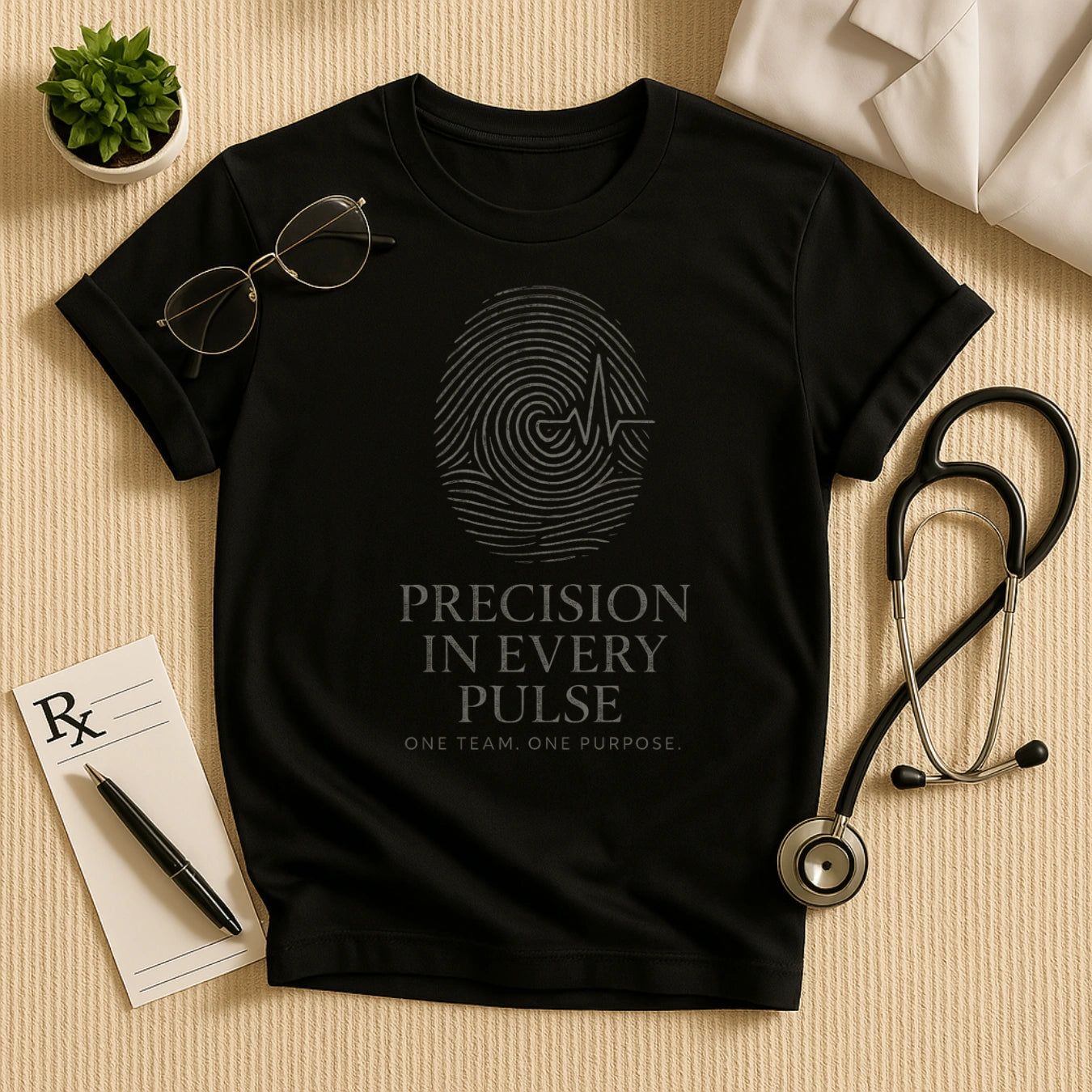 Precision in Every Pulse T-Shirt | Unisex Medical Team Crew Tee