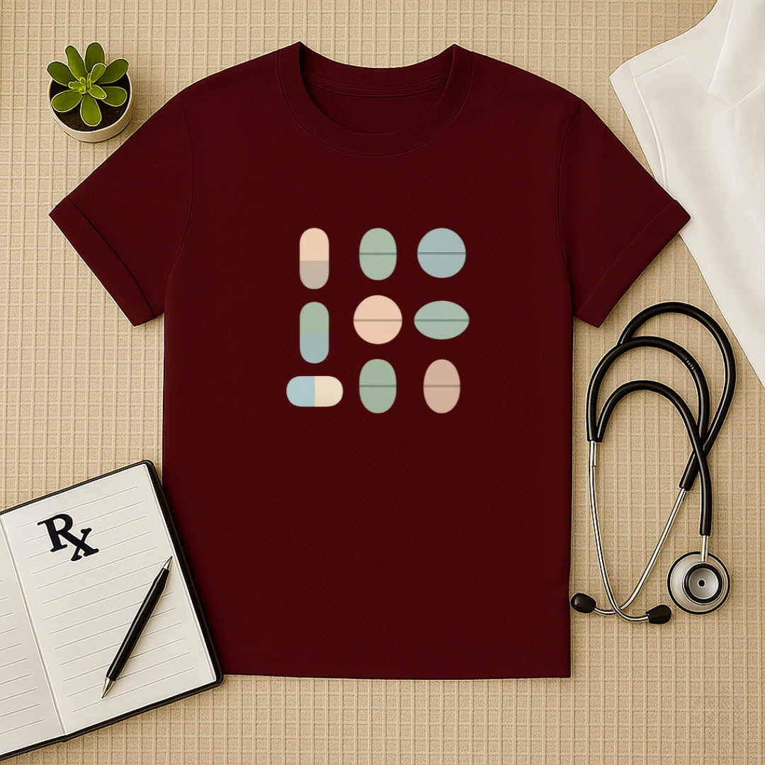 Minimalist Pill Grid Medical Professional T-Shirt