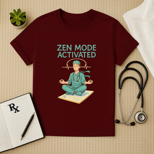 Zen Mode Activated Doctor T-shirt – Meditative Calm in Scrubs