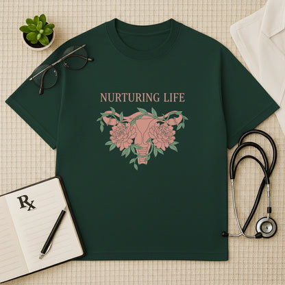 Nurturing Life Oversized T-shirt: Floral OBGYN Aesthetic