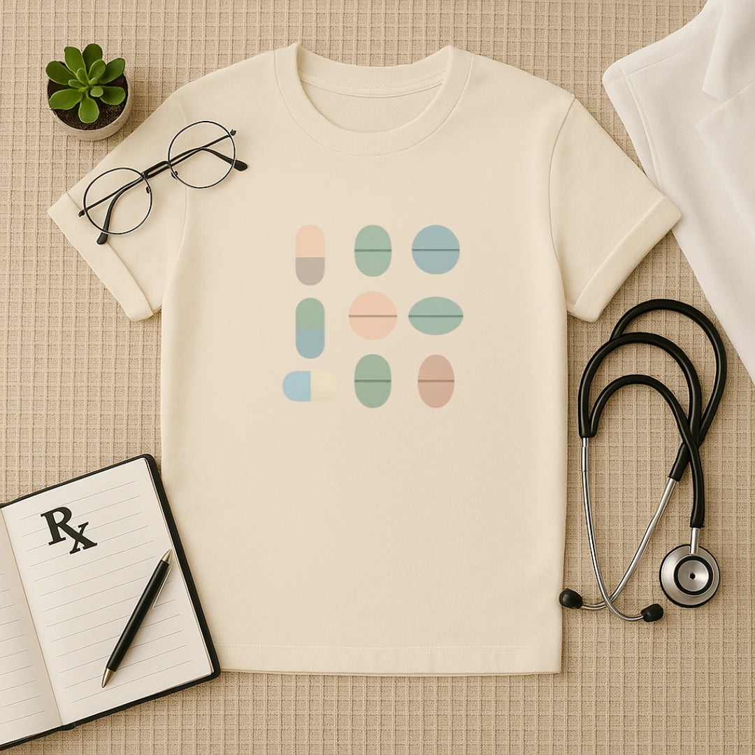 Minimalist Pill Grid Medical Professional T-Shirt
