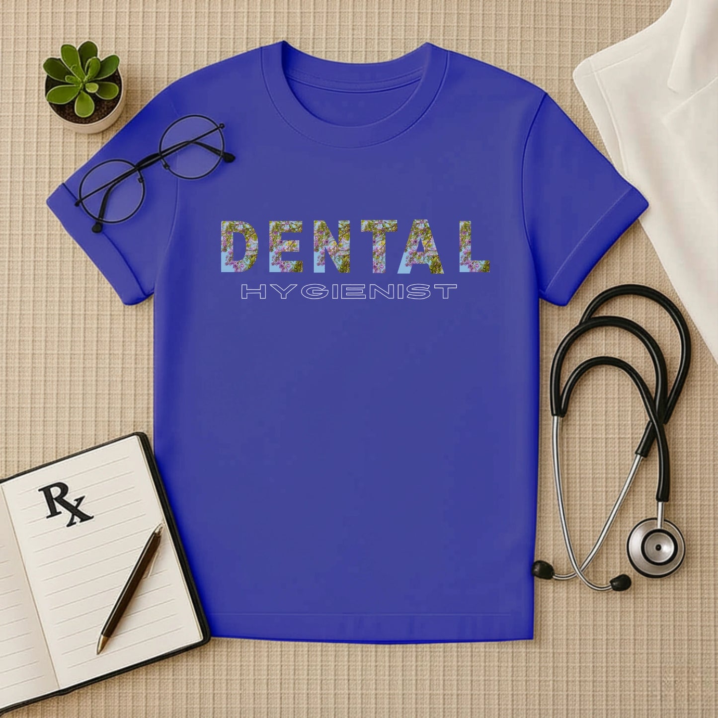 DENTAL HYGIENIST: Floral Print Dentist T-Shirt