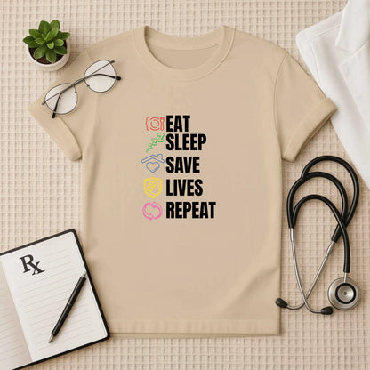 Eat Sleep Save Lives Repeat – Doctor T-shirt