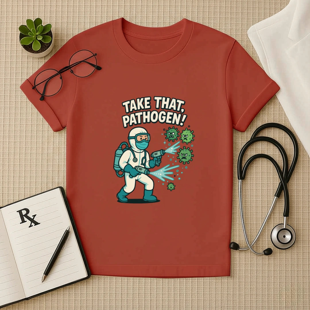 Take That, Pathogen! Medico Hero Unisex T-Shirt for Doctors