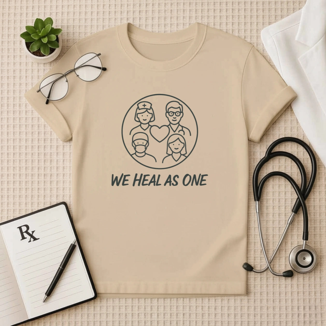 We Heal as One T-Shirt for Healthcare Workers | Unisex Crew Fit