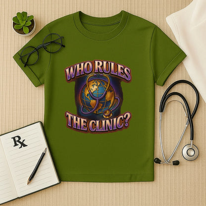 Who Rules the Clinic? – Bold Unisex Doctor T-shirt for Medical Pros