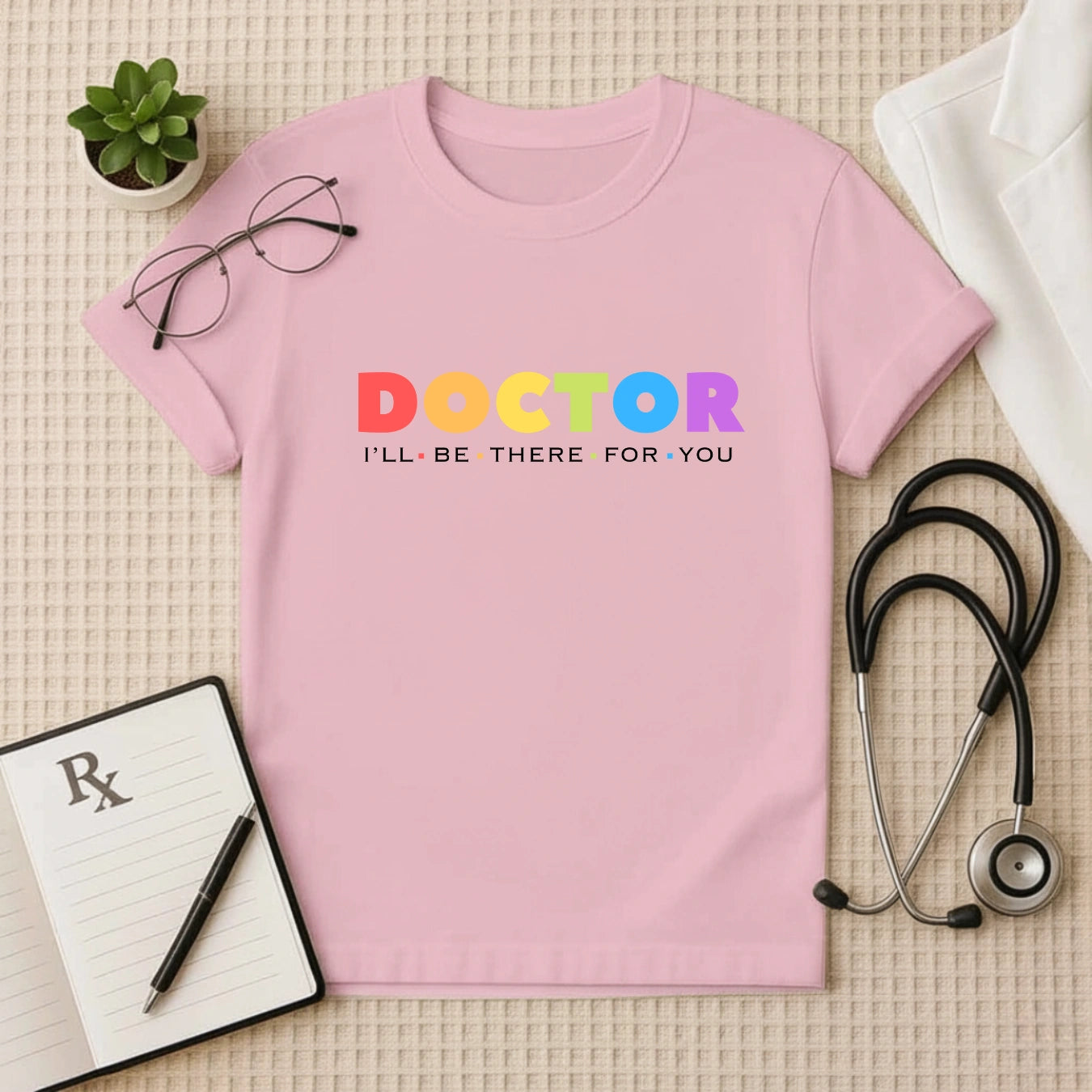 Colorful DOCTOR Logo T-Shirt: Vibrant Medical Tee