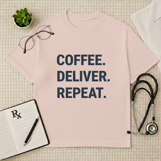 Coffee Deliver Repeat Oversized T-Shirt