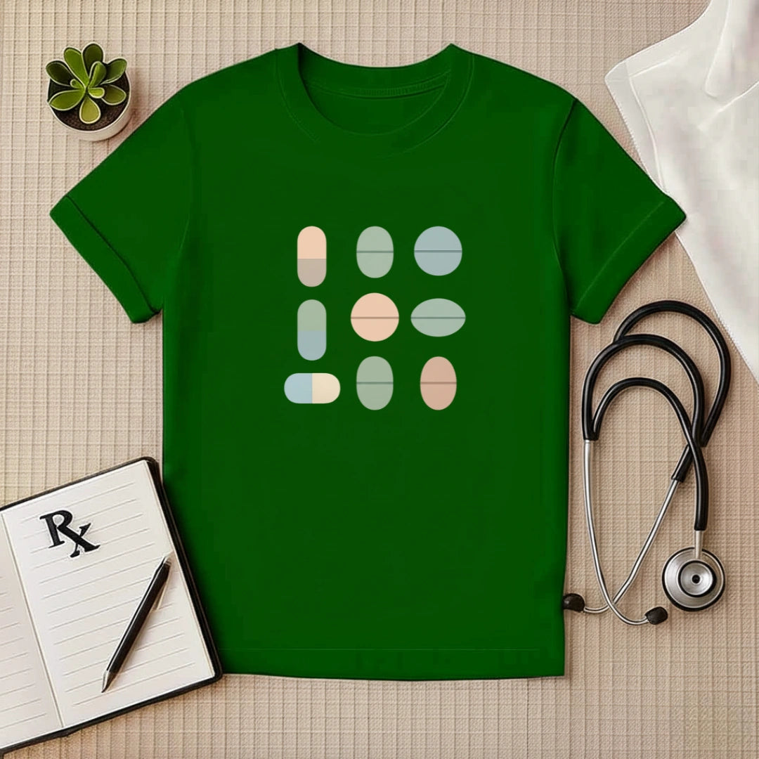 Minimalist Pill Grid Medical Professional T-Shirt