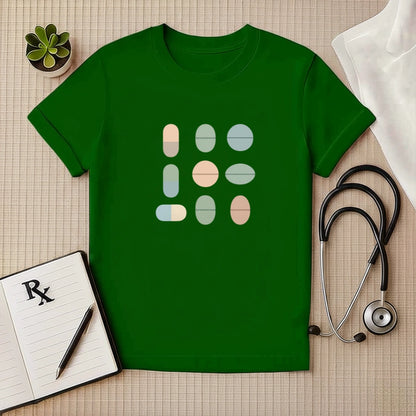 Minimalist Pill Grid Medical Professional T-Shirt