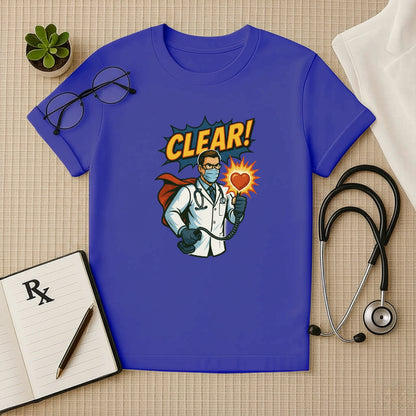 CLEAR! Hero Doctor T-shirt – Comic Style Surgeon Edition