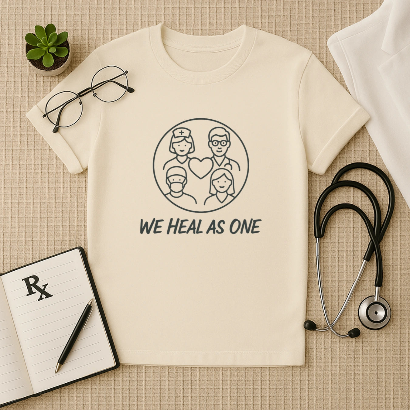 We Heal as One T-Shirt for Healthcare Workers | Unisex Crew Fit