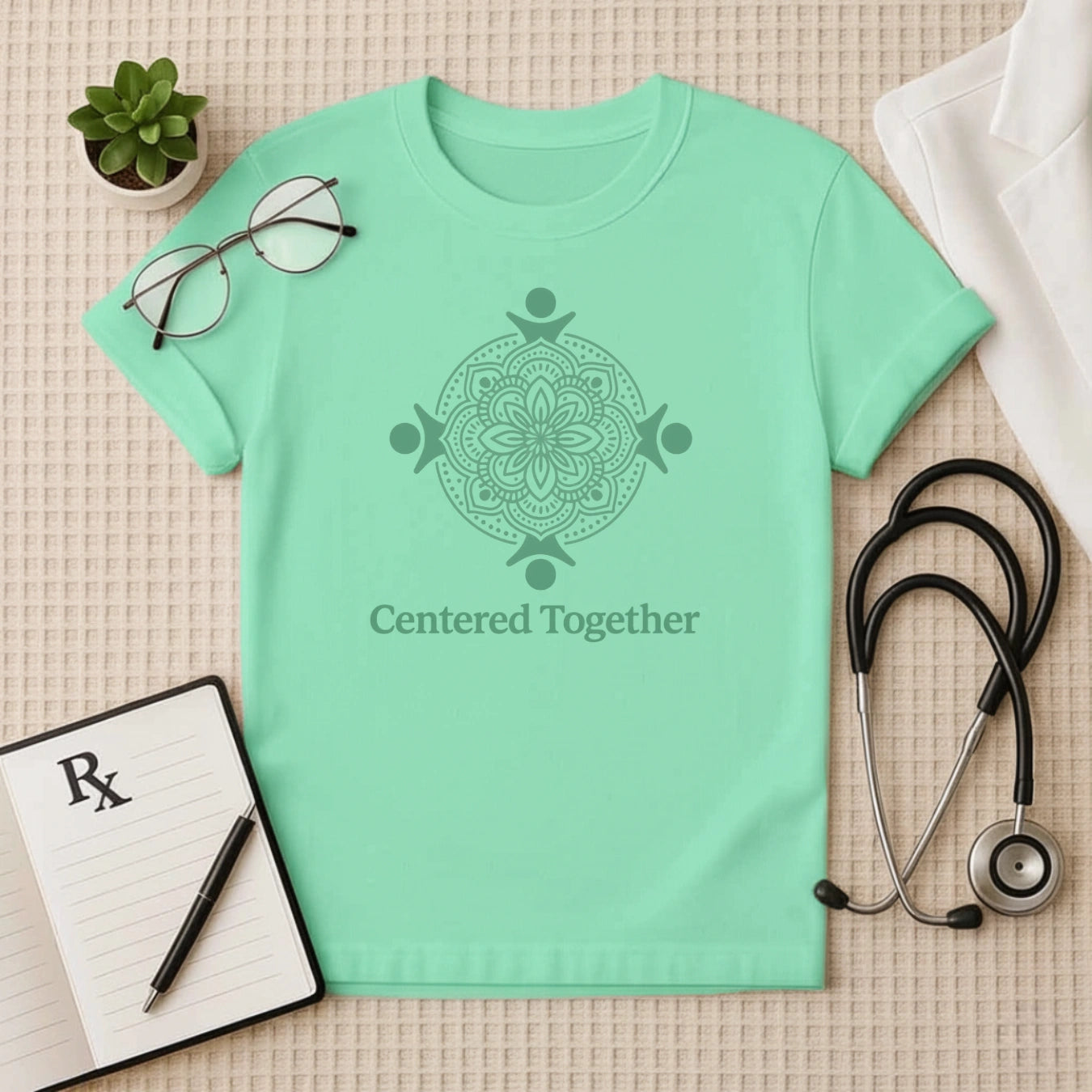 Centered Together T-Shirt | Unisex Ayurveda Crew Tee for Wellness Staff