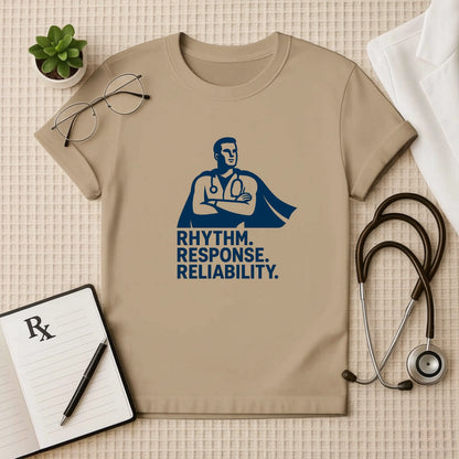 Rhythm Response Reliability T-Shirt | Unisex Tee for Healthcare Workers