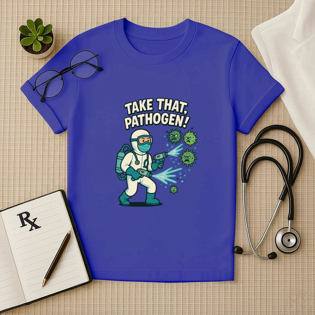 Take That, Pathogen! Medico Hero Unisex T-Shirt for Doctors