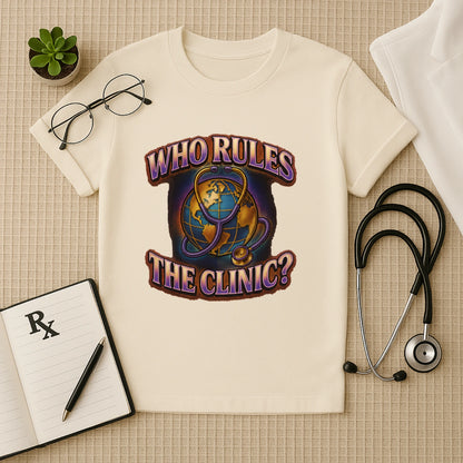 Who Rules the Clinic? – Bold Unisex Doctor T-shirt for Medical Pros