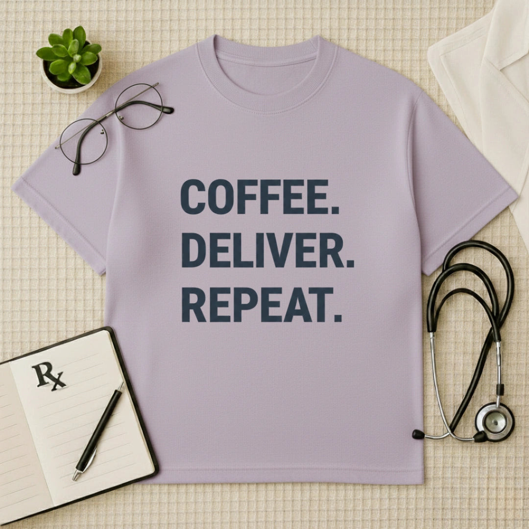 Coffee Deliver Repeat Oversized T-Shirt