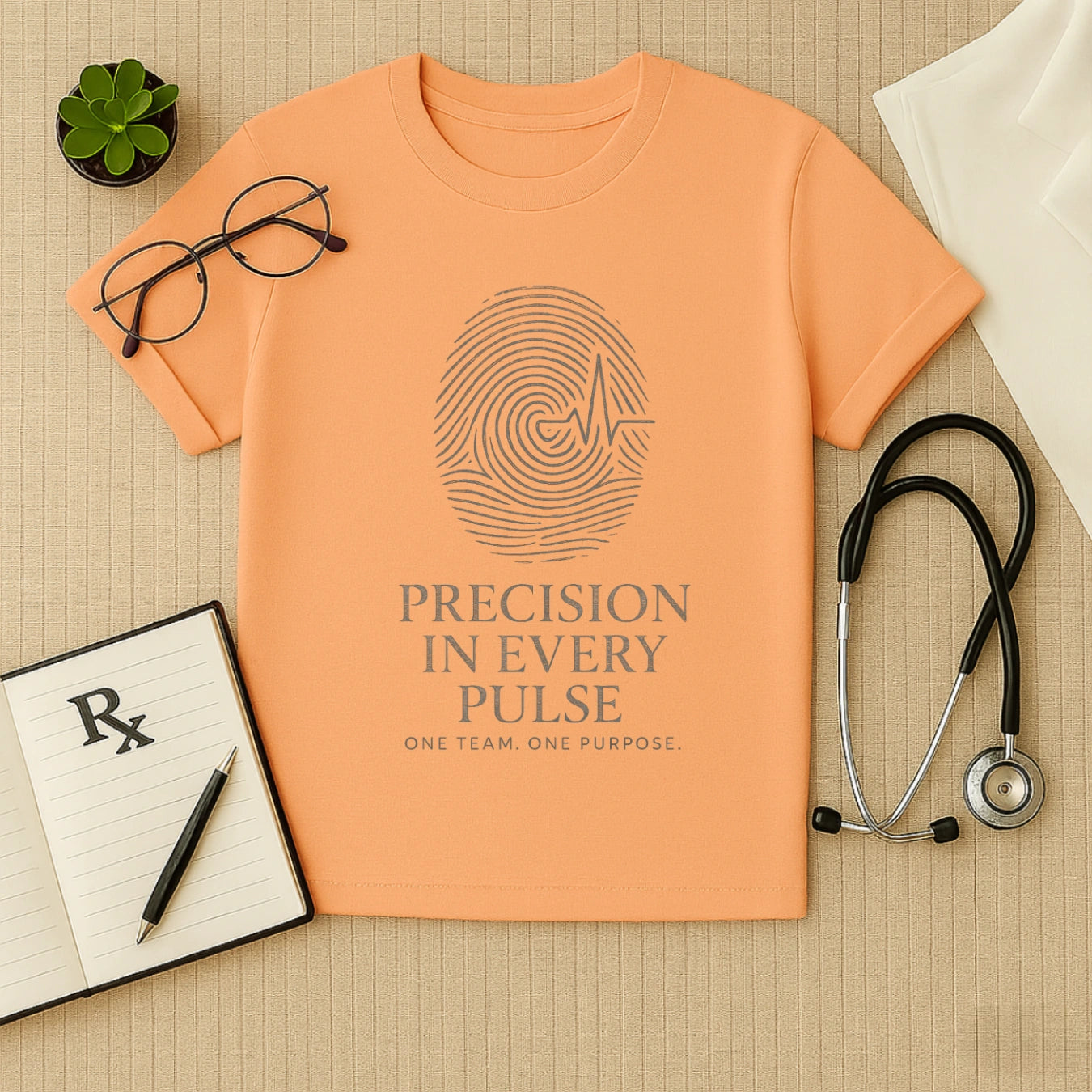 Precision in Every Pulse T-Shirt | Unisex Medical Team Crew Tee