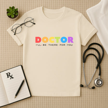Colorful DOCTOR Logo T-Shirt: Vibrant Medical Tee