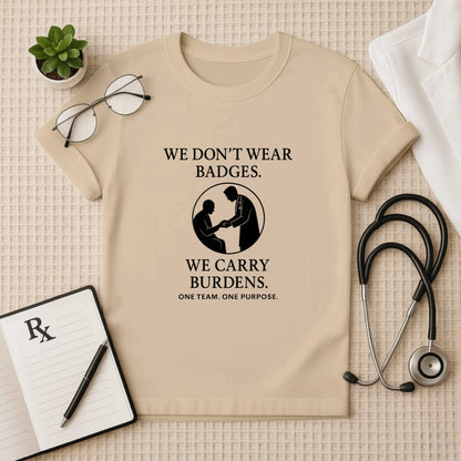 We Don’t Wear Badge – Healthcare Worker Crew T-Shirt | Unisex Fit