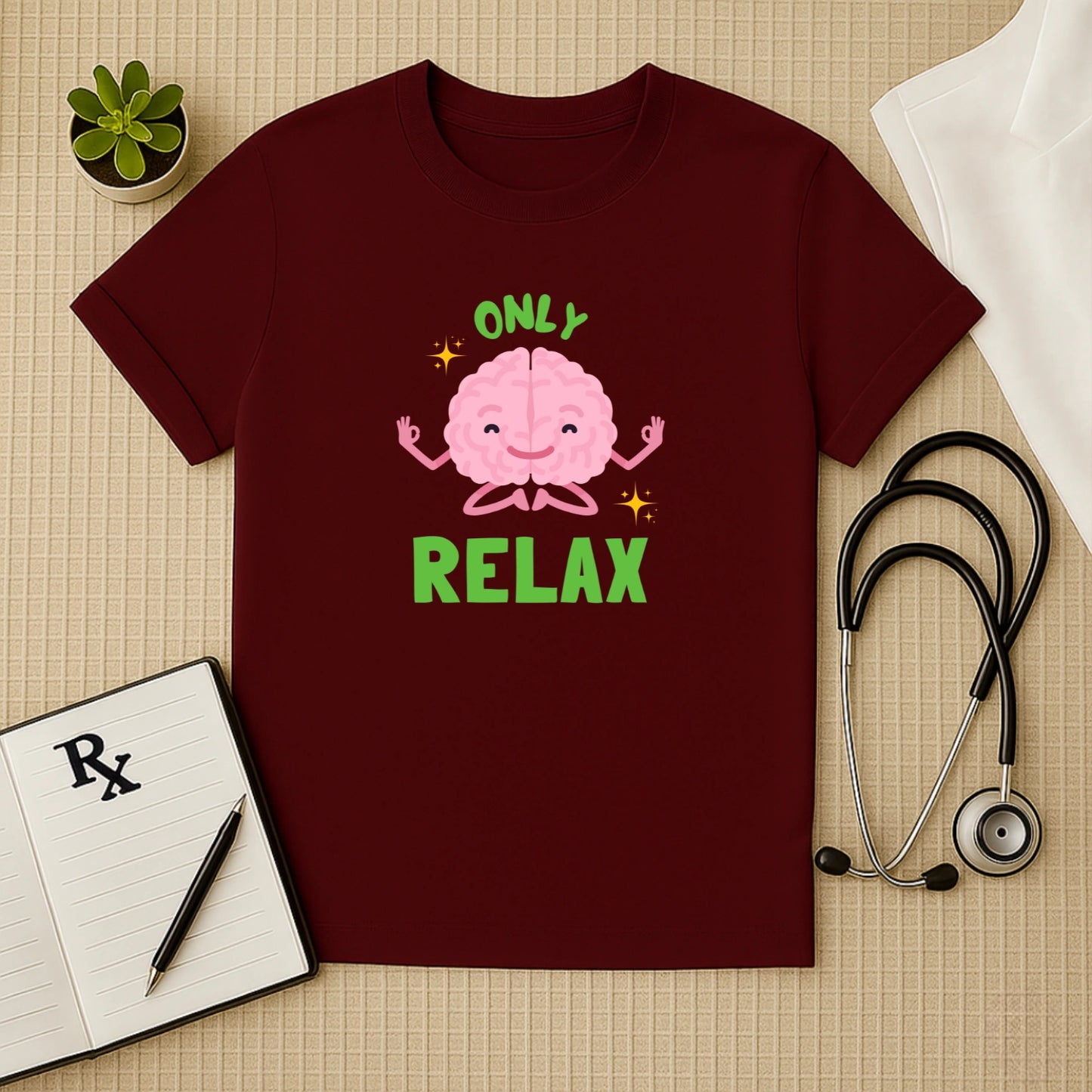 Only Relax Meditating Brain T-Shirt