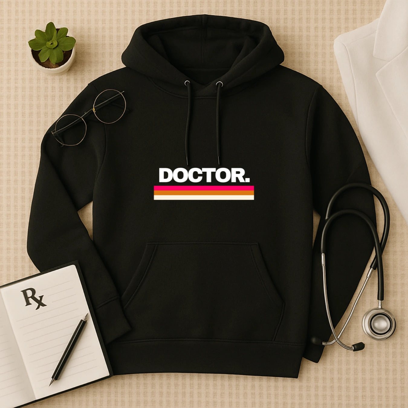 Doctor Hoodie with Retro Medical Stripe Design