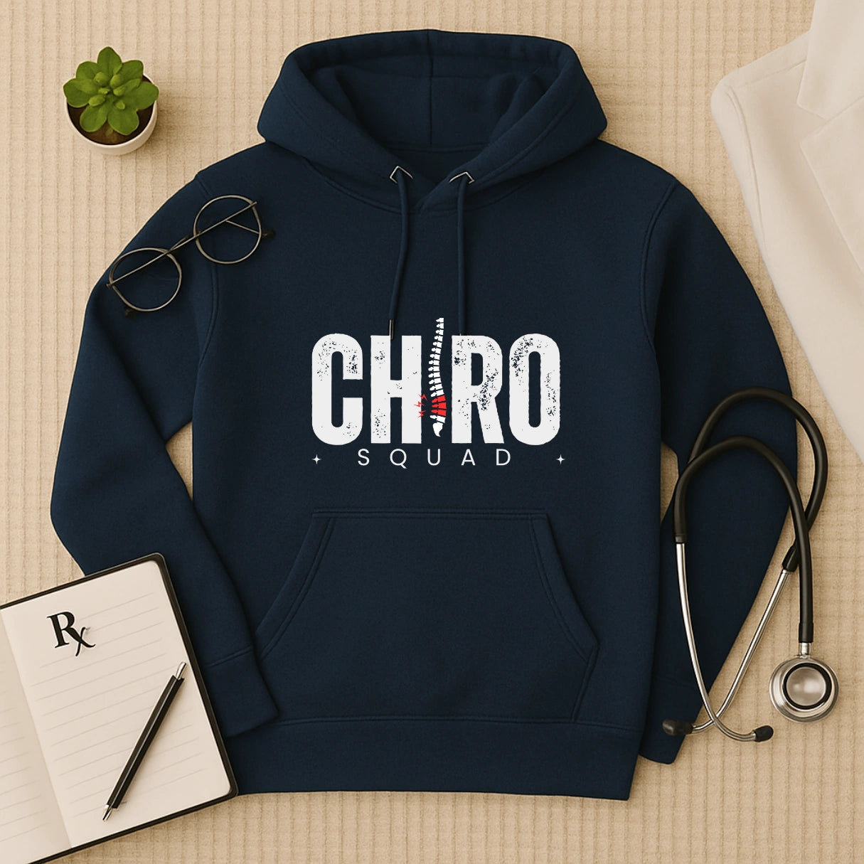Chiropractor Hoodie with Minimal Chiro Squad Design