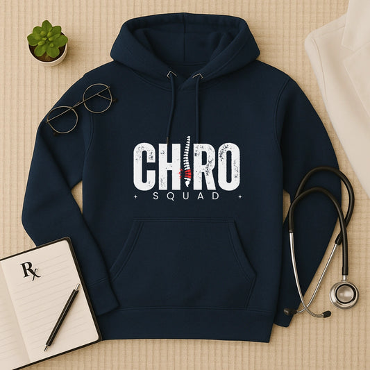 Chiropractor Hoodie with Minimal Chiro Squad Design