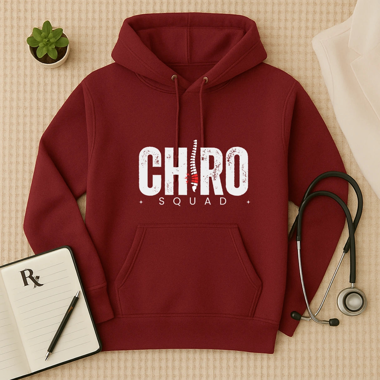 Chiropractor Hoodie with Minimal Chiro Squad Design