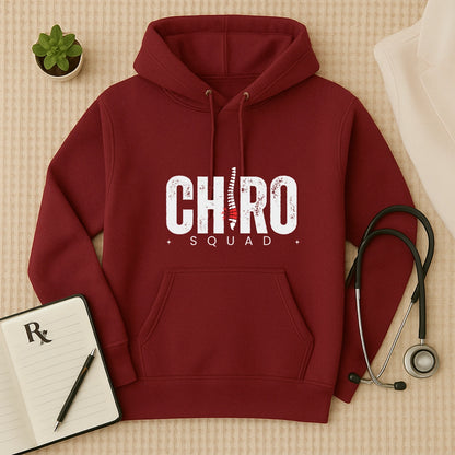 Chiropractor Hoodie with Minimal Chiro Squad Design