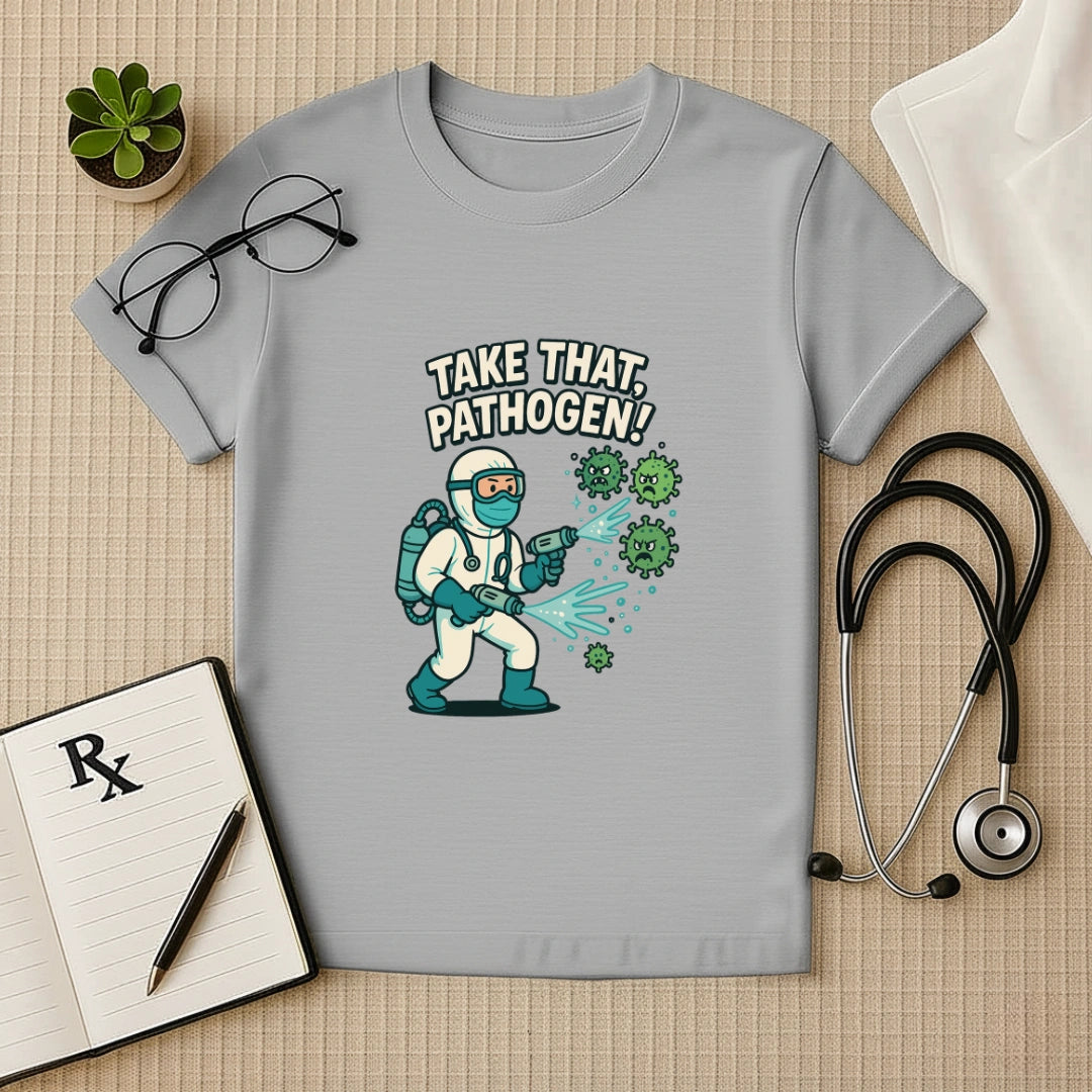 Take That, Pathogen! Medico Hero Unisex T-Shirt for Doctors
