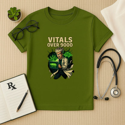 Vitals Over 9000 – Anime Doctor T-shirt for Medicos & Healthcare Heroes