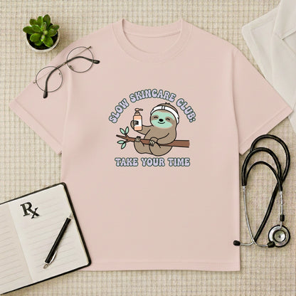 Slow Skincare Club Sloth Oversized T-Shirt
