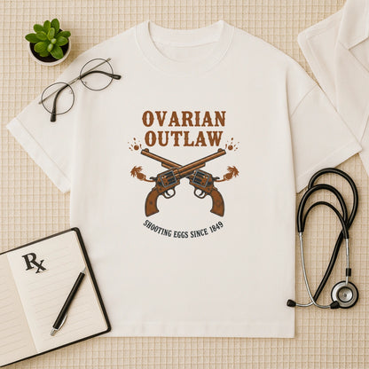 Ovarian Outlaw Oversized T-shirt: Fun Gynaecology Graphic Tee