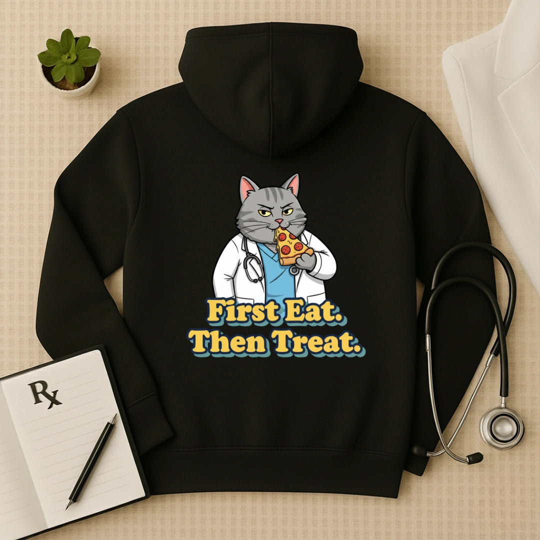 "First Eat. Then Treat." Premium Doctor Oversized Hoodie