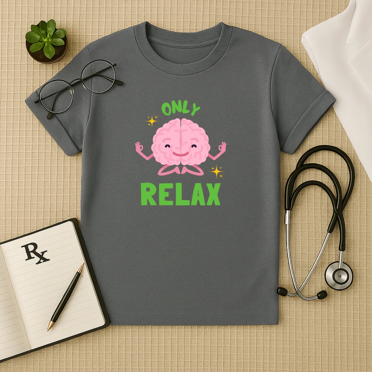 Only Relax Meditating Brain T-Shirt