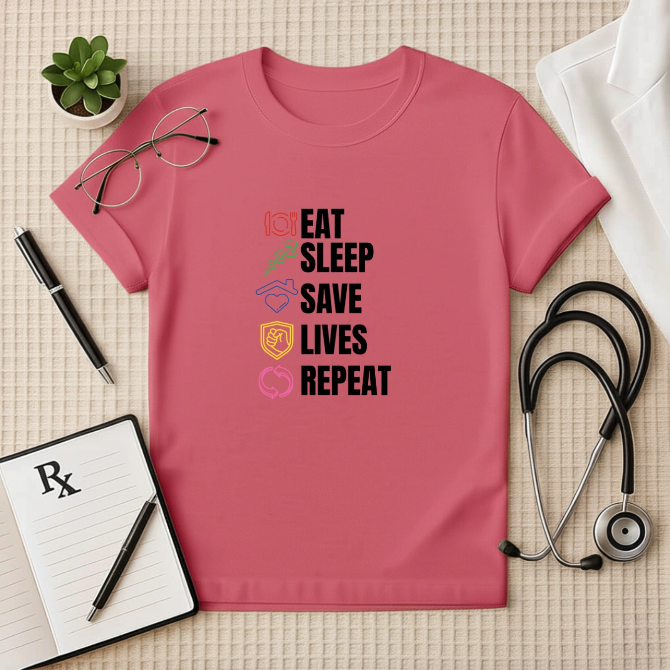Eat Sleep Save Lives Repeat – Doctor T-shirt