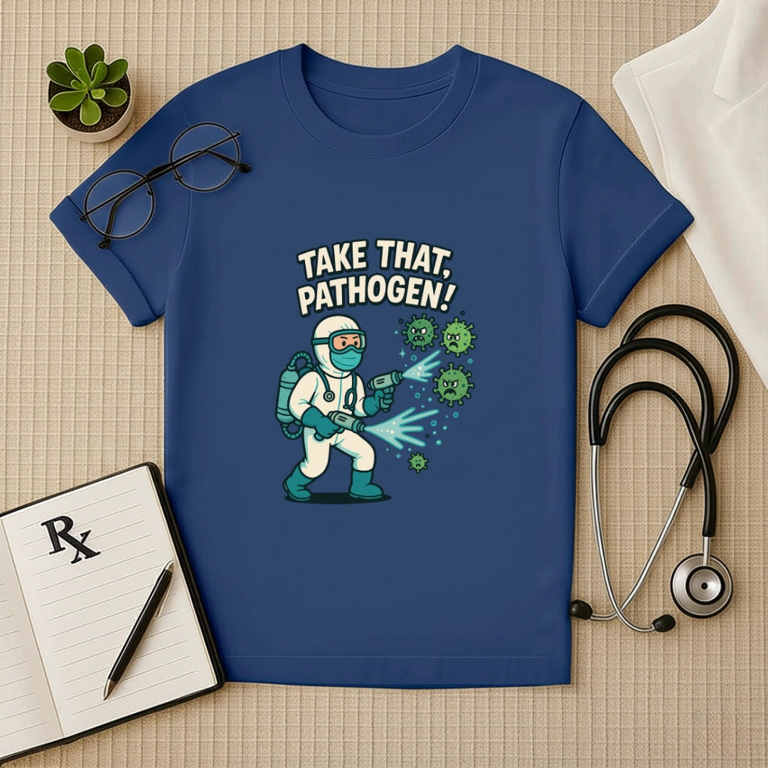 Take That, Pathogen! Medico Hero Unisex T-Shirt for Doctors