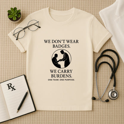 We Don’t Wear Badge – Healthcare Worker Crew T-Shirt | Unisex Fit