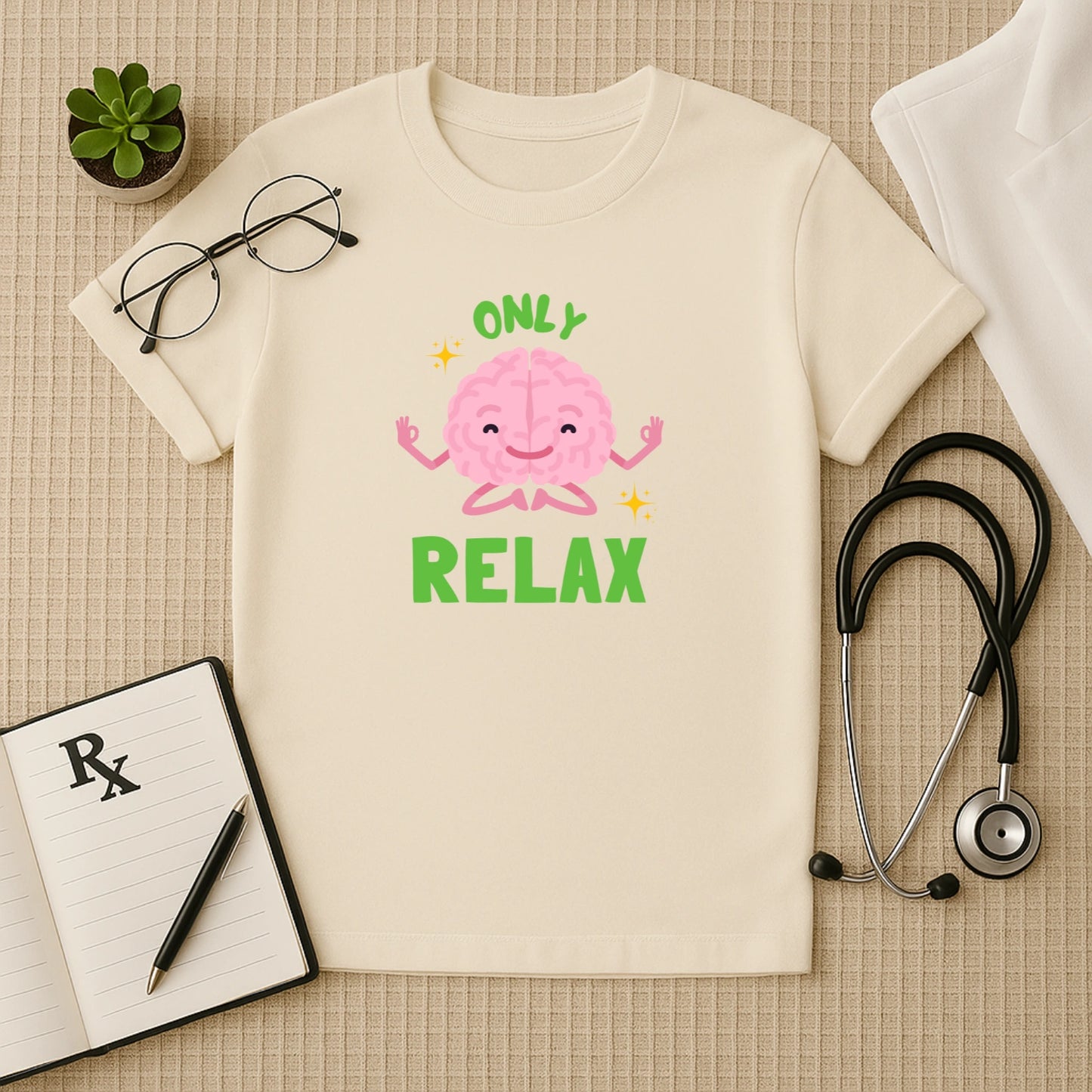 Only Relax Meditating Brain T-Shirt